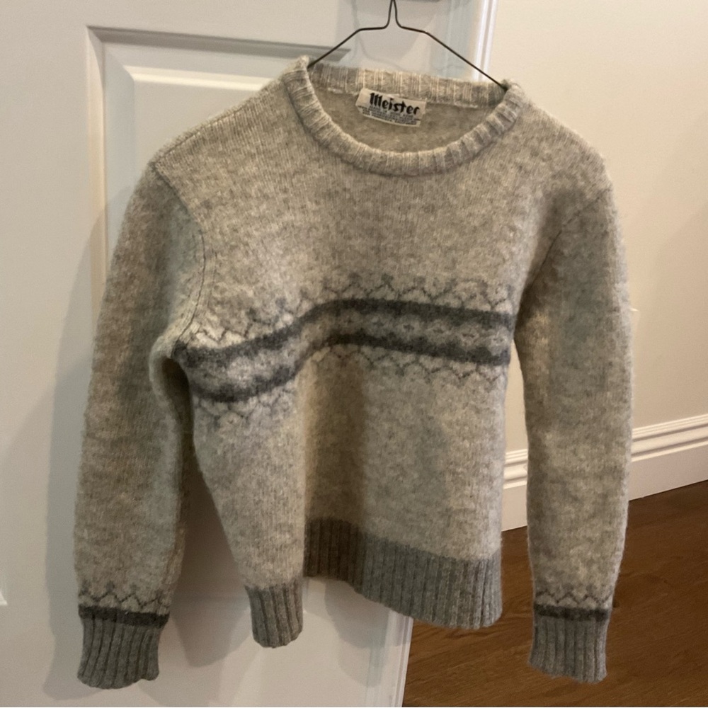 Fair Isle Wool Crewneck Sweater, XS